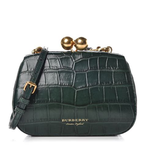 BURBERRY Alligator Small Frame Bag Dark Green